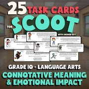 Connotative Meaning & Emotional Impact SCOOT TASK CARDS ELA Game - Grade 10
