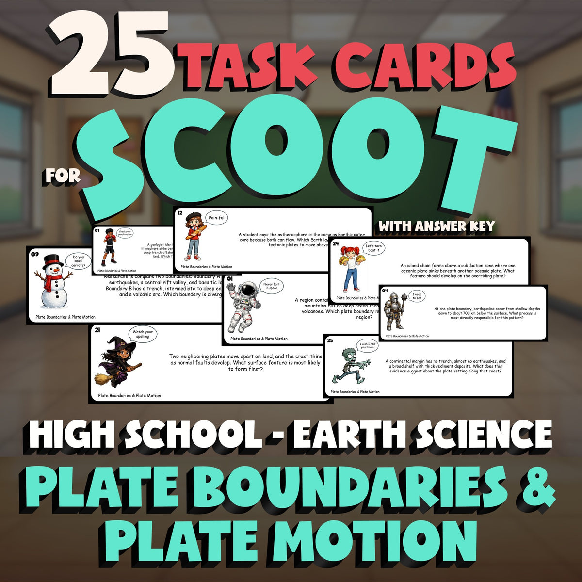 Plate Boundaries & Plate Motion SCOOT TASK CARDS Game - No Prep Earth Science