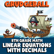 Linear Equations with Decimals GRUDGEBALL Math Game - No Prep Grade 8 Review
