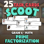 Prime Factorization SCOOT TASK CARDS Math Game - No Prep Grade 6 Review Activity