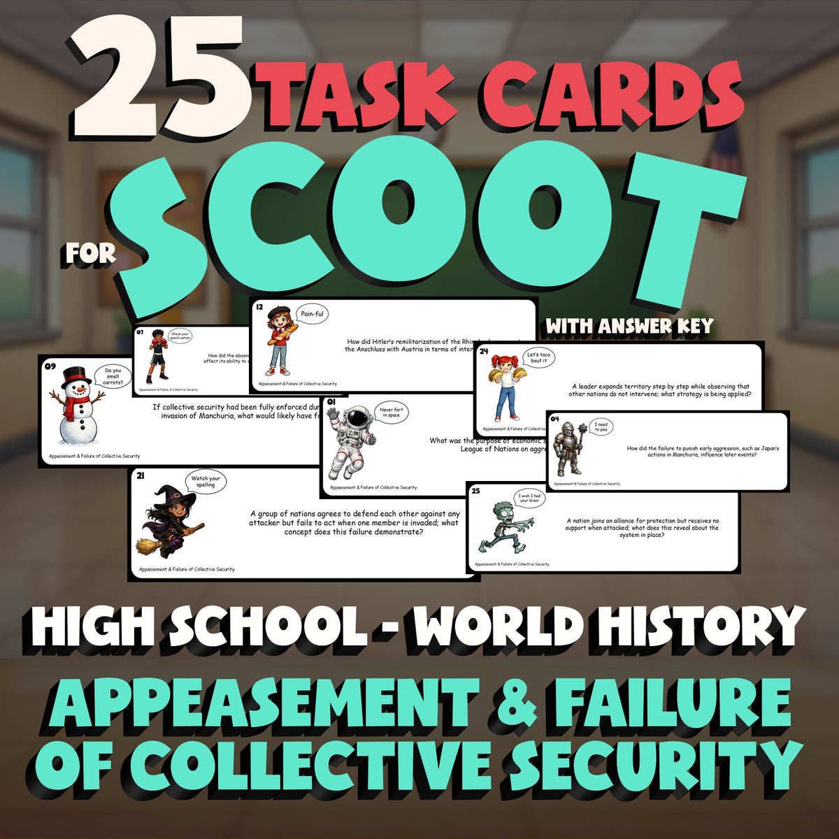 Appeasement & Failure of Collective Security SCOOT TASK CARDS Game World History