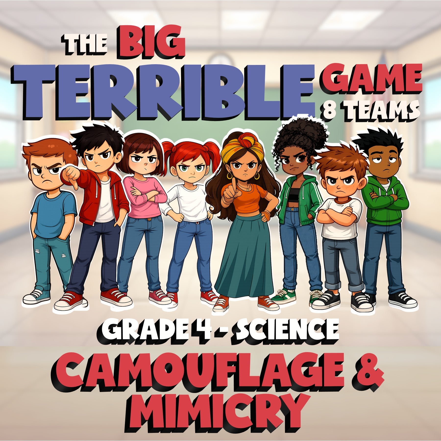Camouflage & Mimicry BIG TERRIBLE GAME - No Prep Grade 4 Science Review Activity