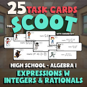 Expressions w Integers & Rationals SCOOT TASK CARDS Math Game - Algebra 1