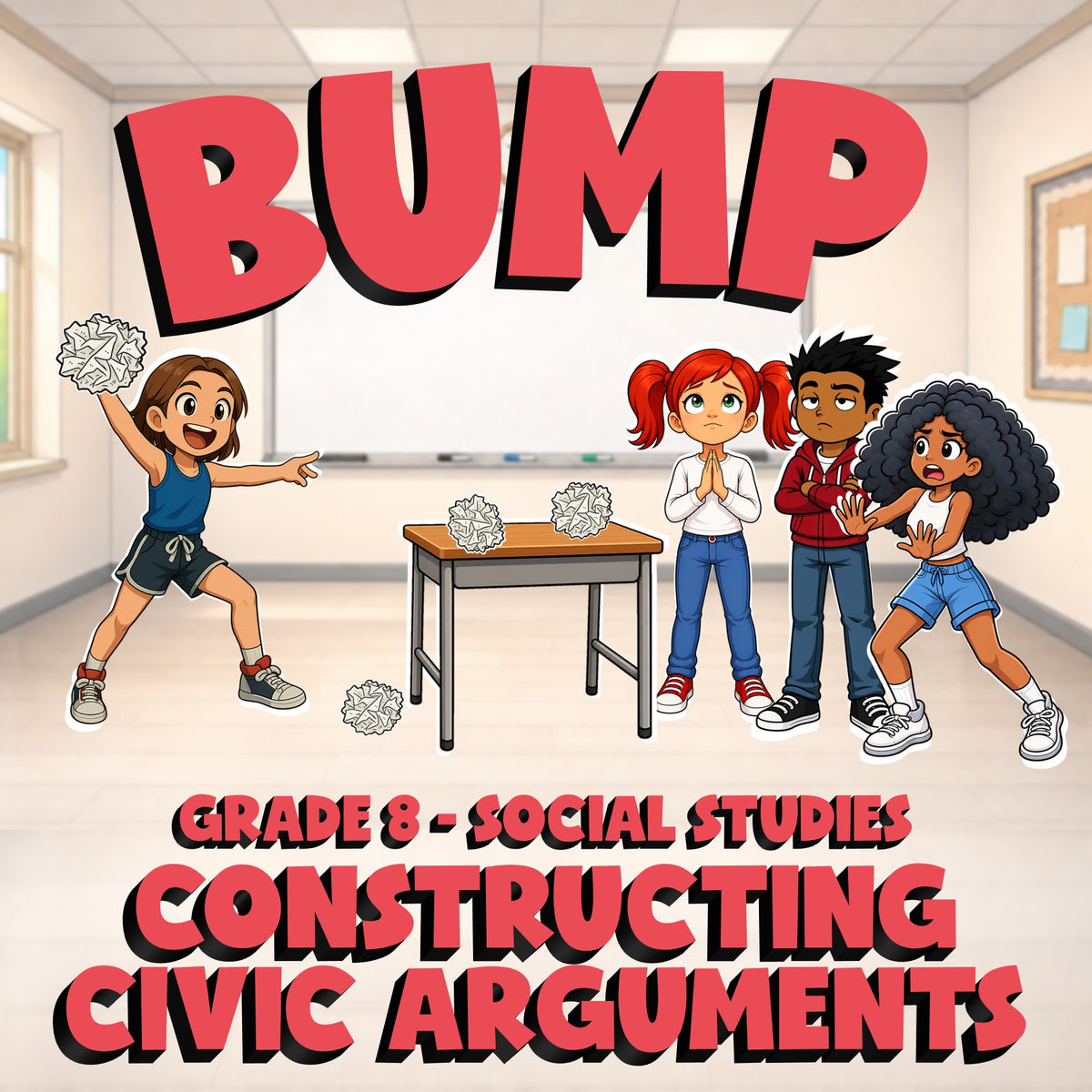 Constructing Civic Arguments BUMP Socials Game - No Prep Grade 8 Review Activity