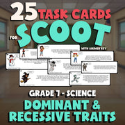 Dominant & Recessive Traits SCOOT TASK CARDS Science Game - No Prep Grade 7