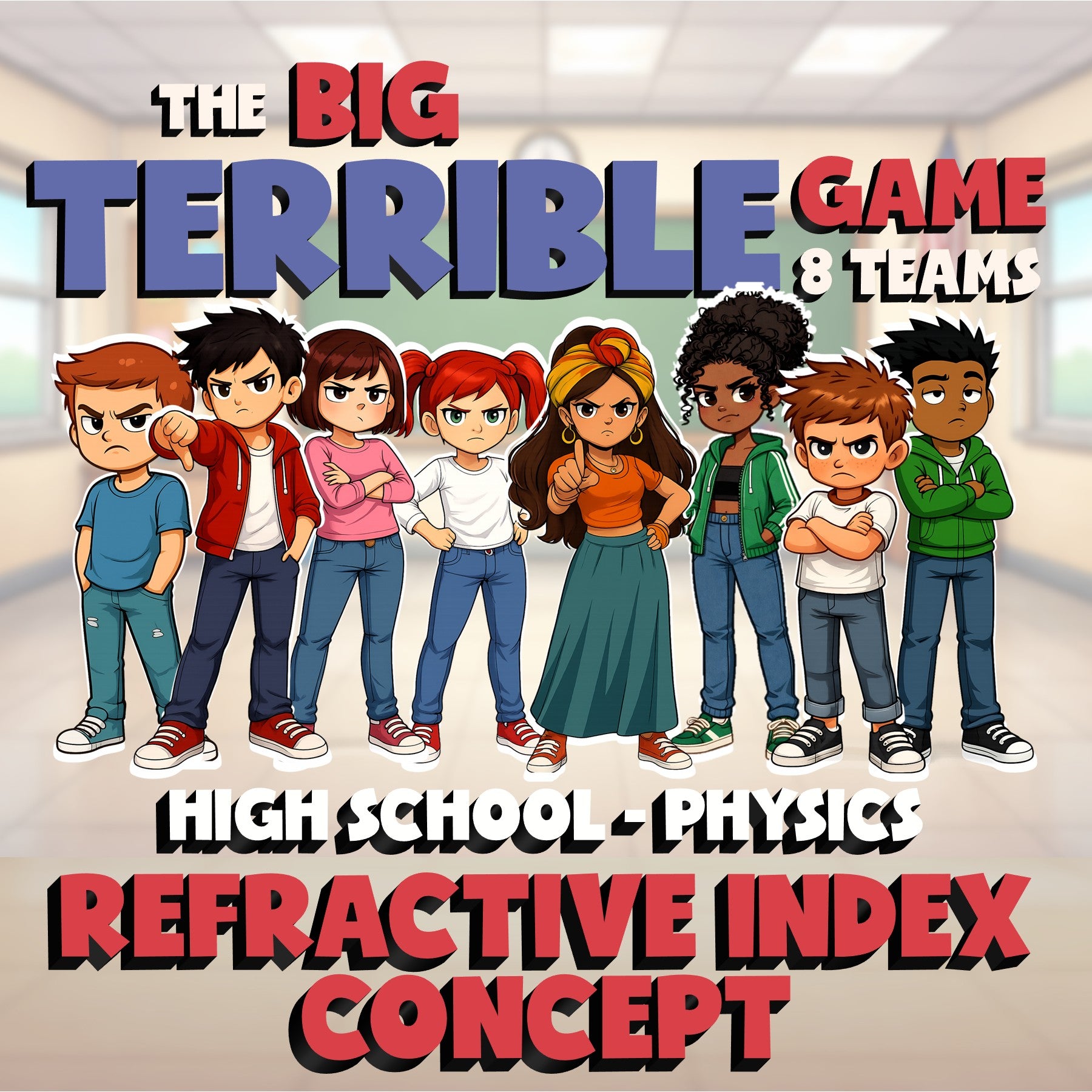 Refractive Index Concept BIG TERRIBLE GAME - No Prep Physics Science Review