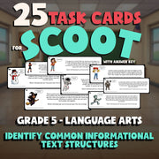 Identify Common Informational Text Structures SCOOT TASK CARDS ELA Game Grade 5