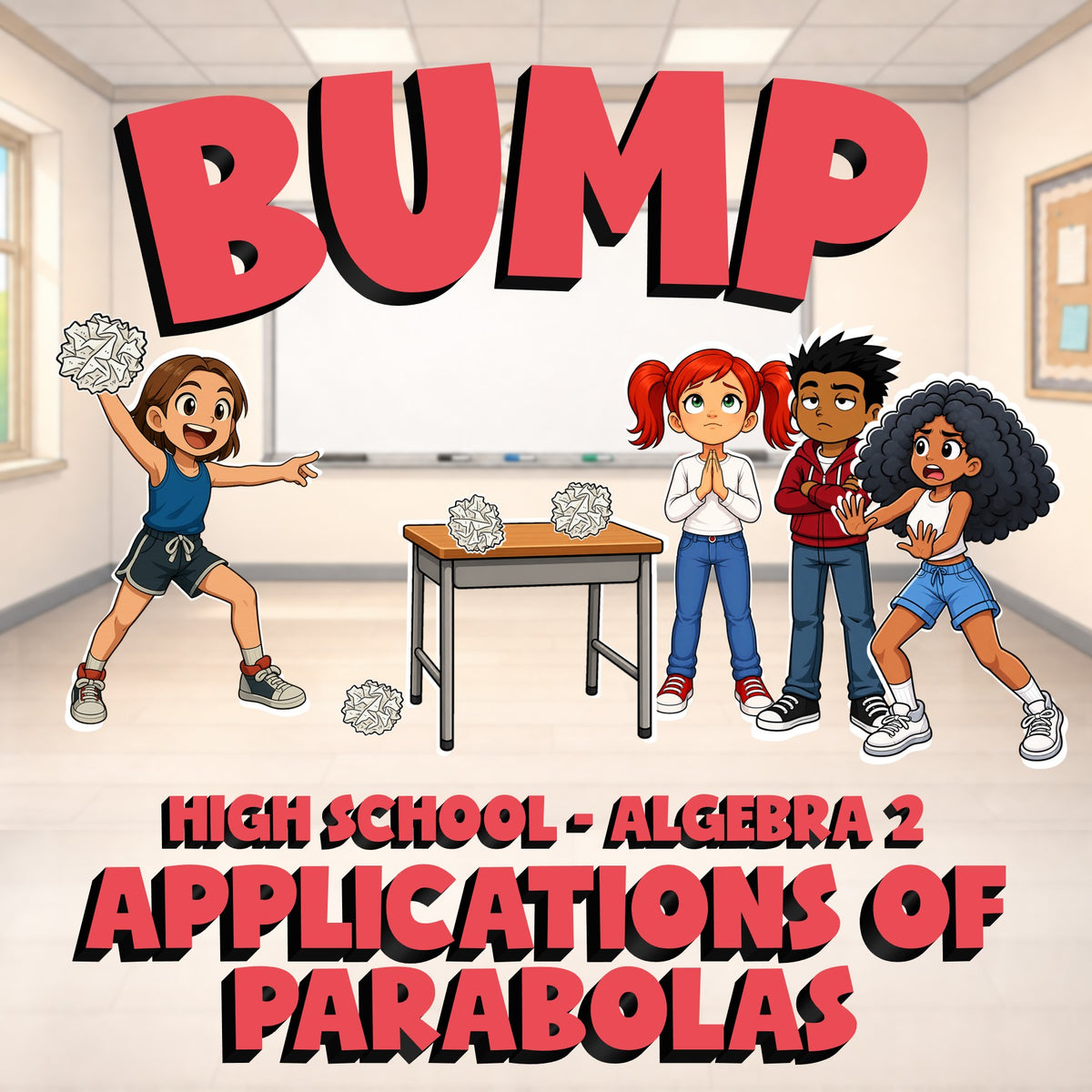 Applications of Parabolas BUMP Math Game - No Prep Algebra 2 Review Activity