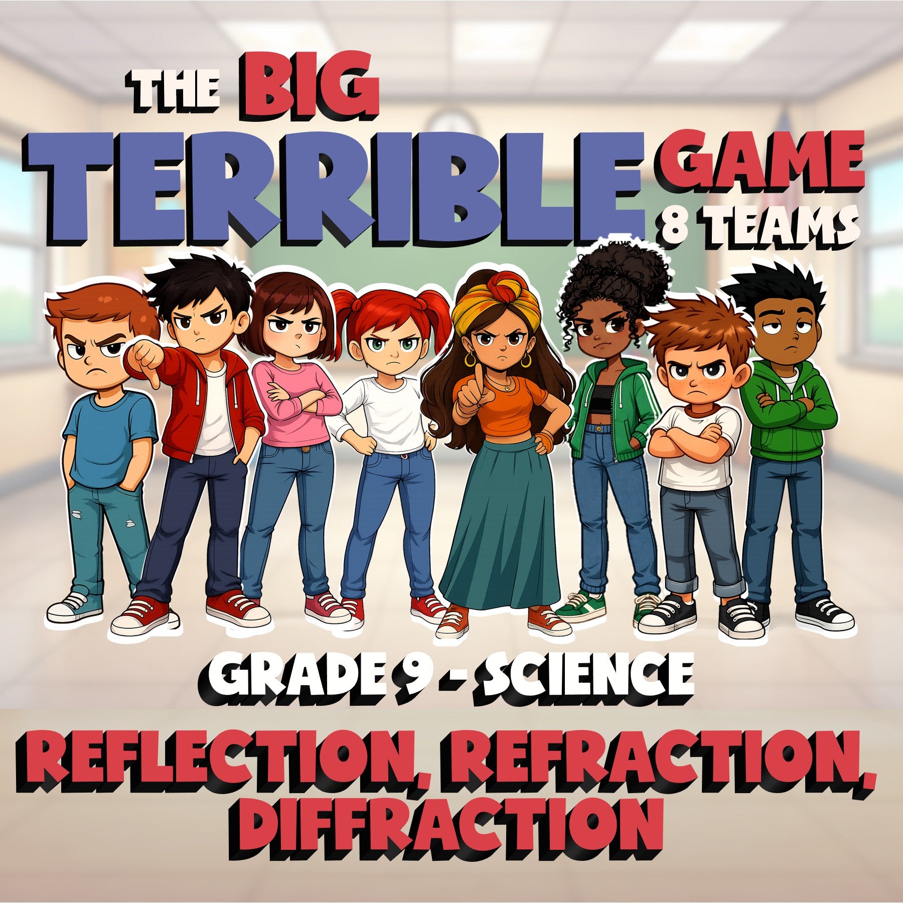 Reflection, Refraction, Diffraction BIG TERRIBLE GAME - Grade 9 Science Review