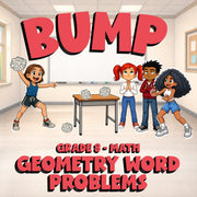 Geometry Word Problems BUMP Math Game - No Prep Grade 8 Review Activity