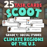 Climate Regions of the U.S. SCOOT TASK CARDS Socials Game - No Prep Grade 4