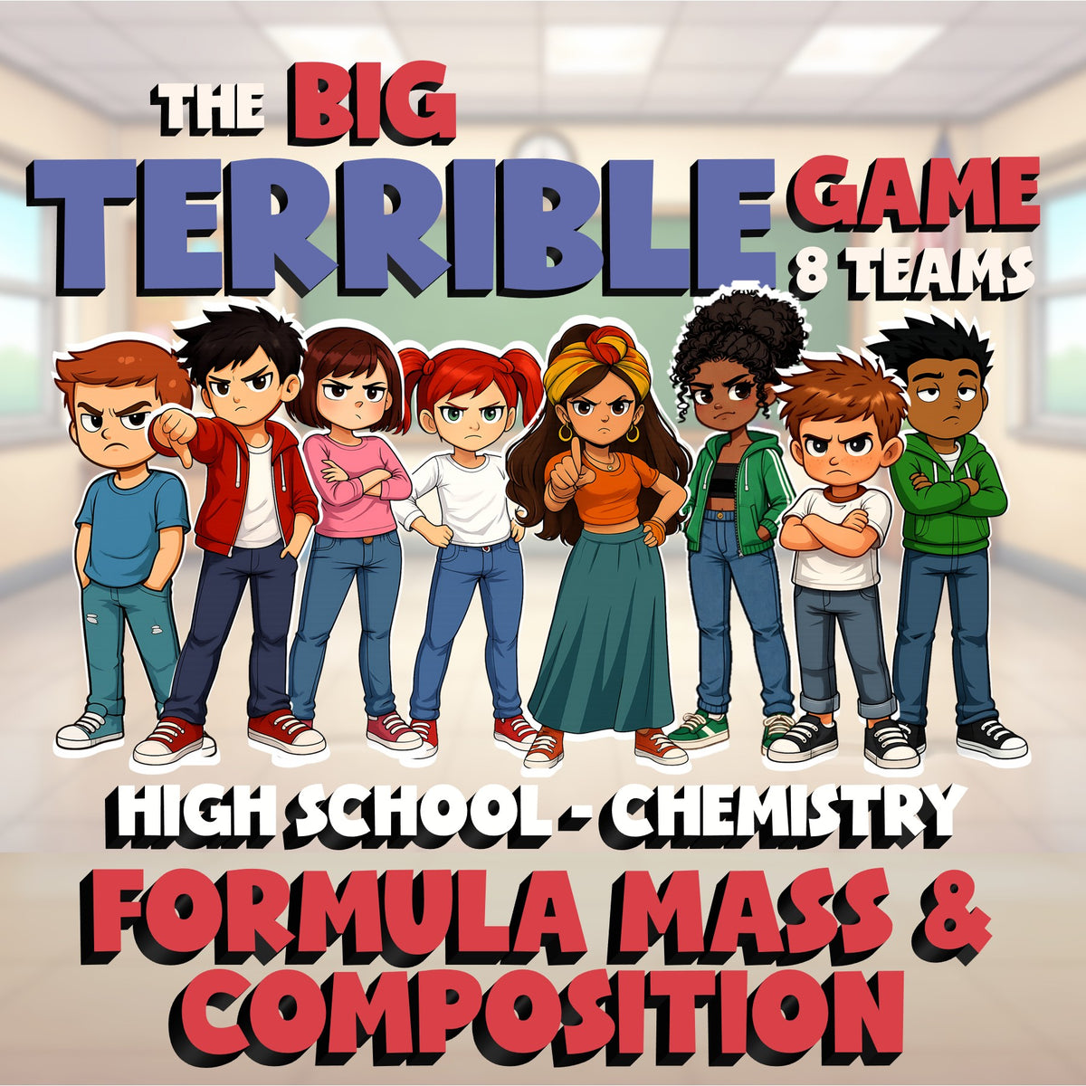 Formula Mass & Composition BIG TERRIBLE GAME - No Prep Chemistry Science Review