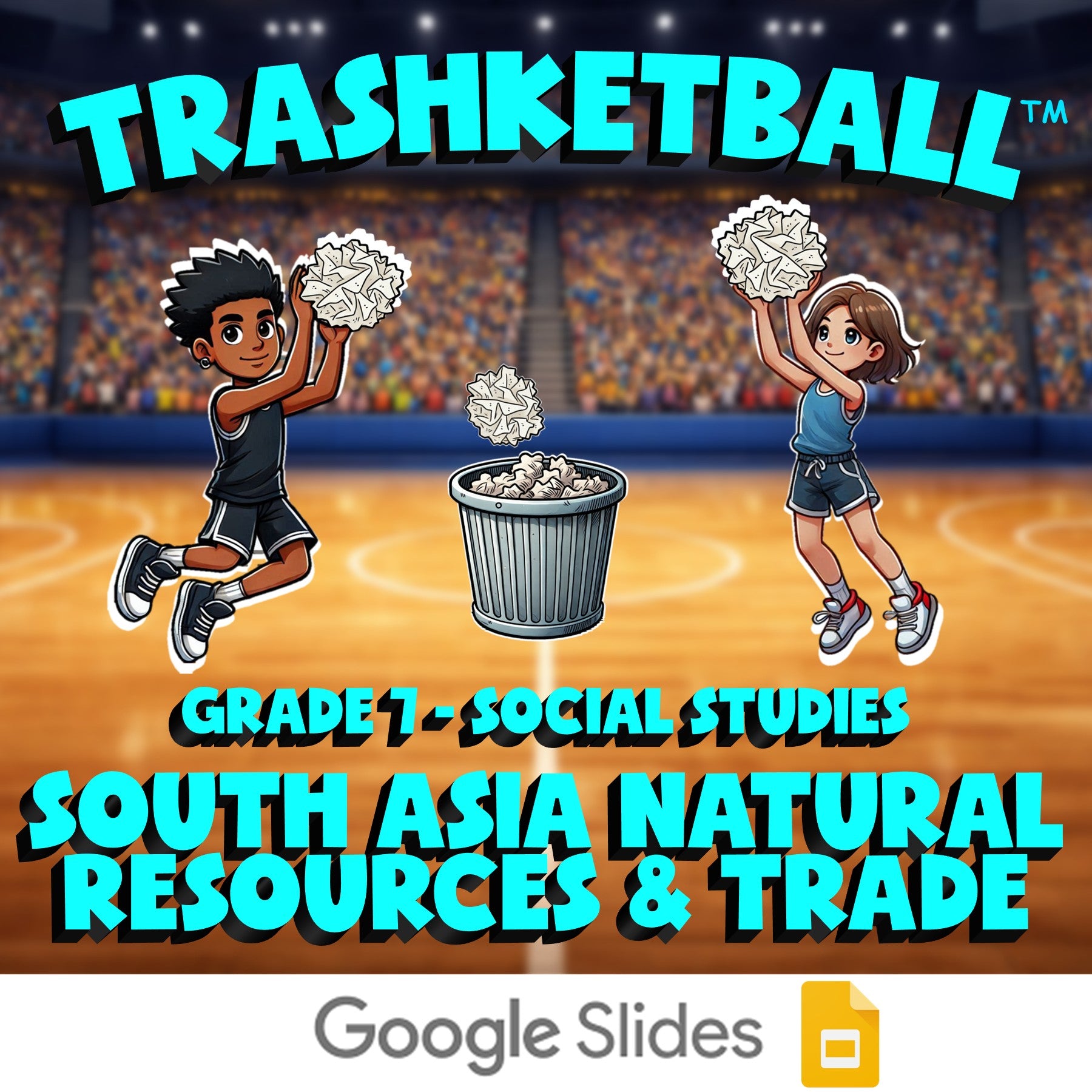 South Asia Natural Resources & Trade TRASHKETBALL Socials Game - No Prep Grade 7