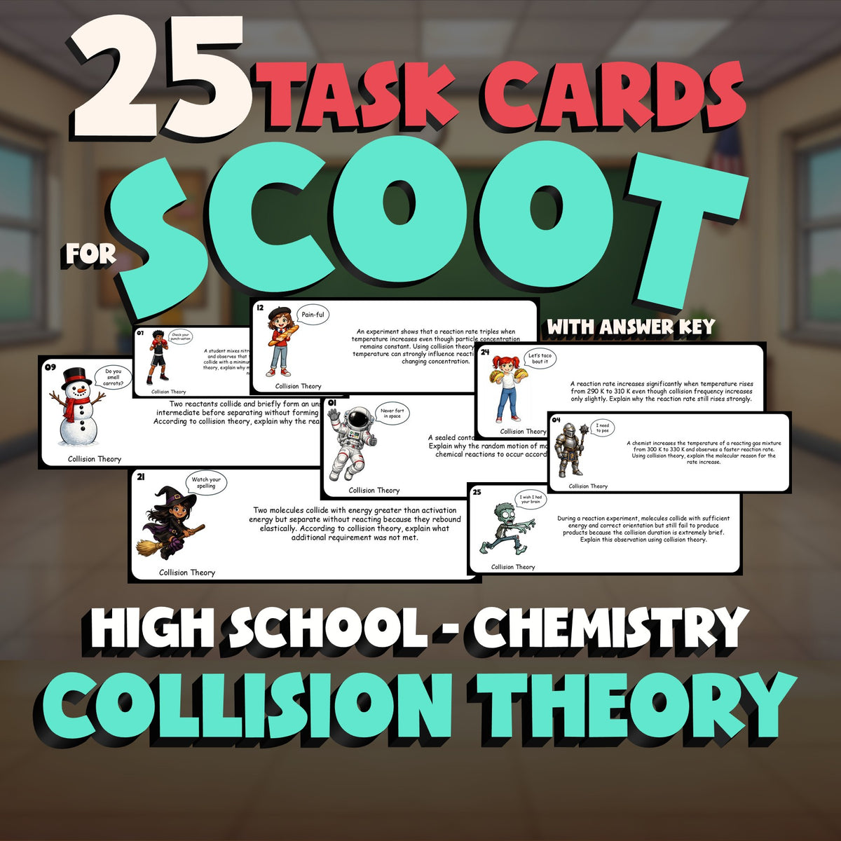 Collision Theory SCOOT TASK CARDS Science Game - No Prep Chemistry Review