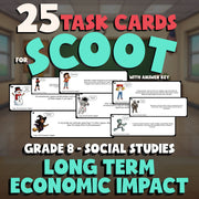 Long Term Economic Impact SCOOT TASK CARDS Socials Game - No Prep Grade 8 Review
