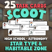 Star Type & Habitable Zone SCOOT TASK CARDS Science Game - No Prep Astronomy