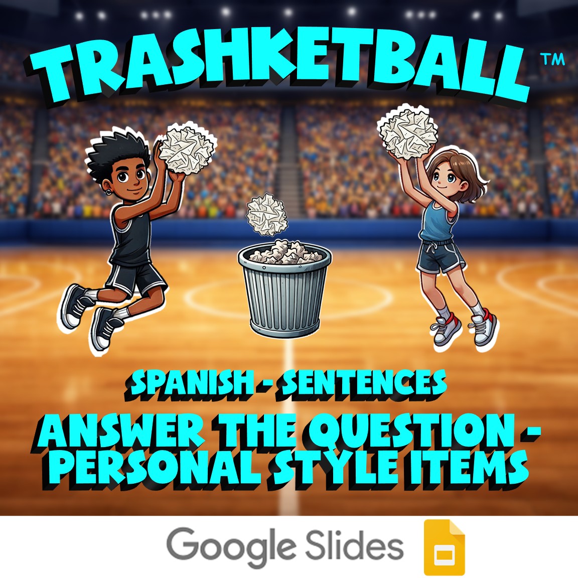 Answer the Question - Personal Style Items TRASHKETBALL Spanish Game - No Prep