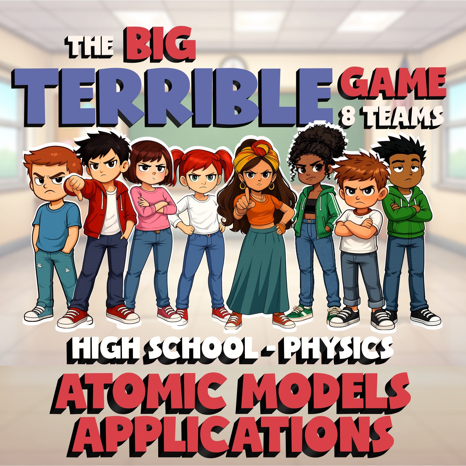 Atomic Models Applications BIG TERRIBLE GAME - No Prep Physics Science Review