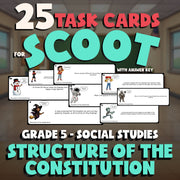 Structure of the Constitution SCOOT TASK CARDS Socials Game - No Prep Grade 5
