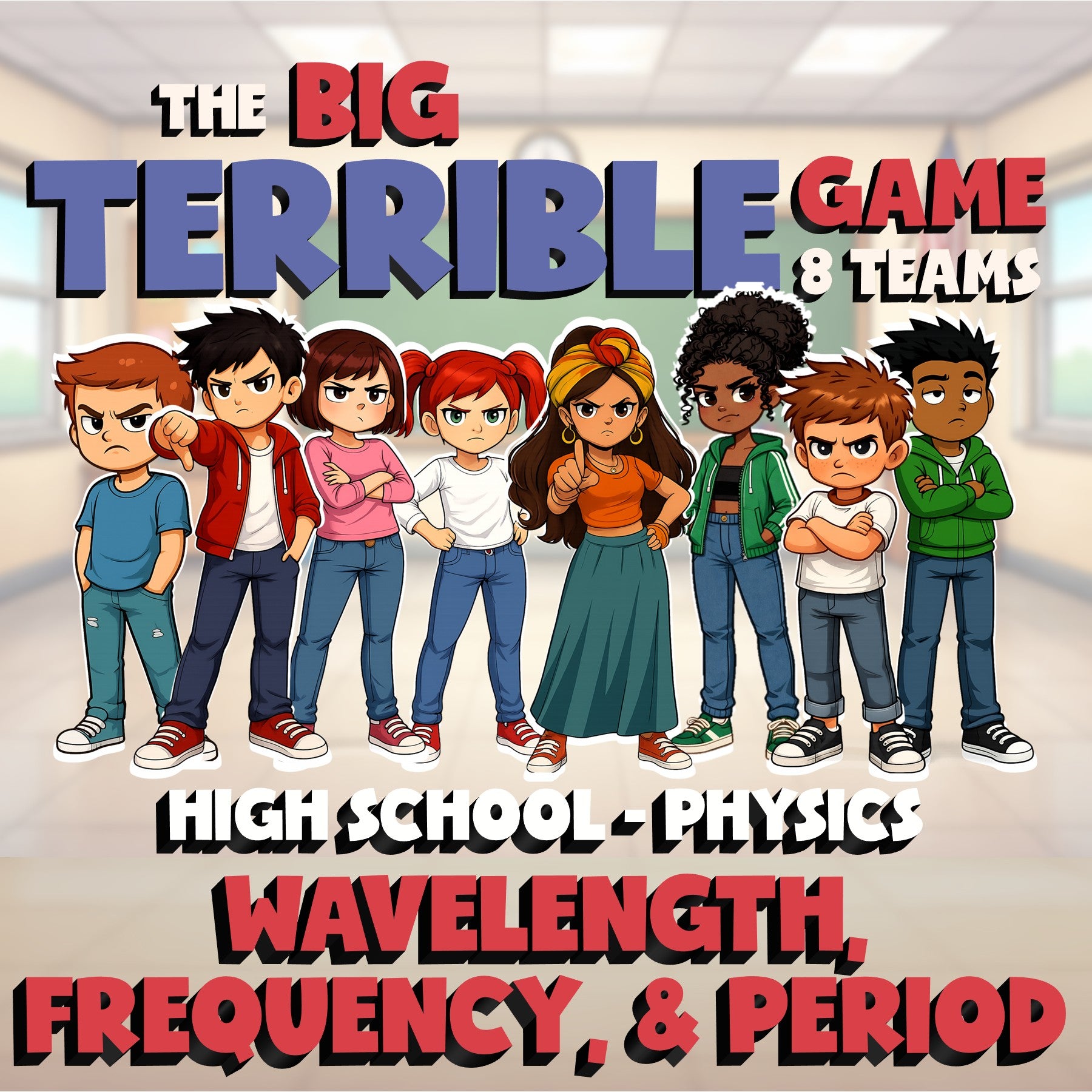 Wavelength, Frequency, & Period BIG TERRIBLE GAME - Physics Science Review