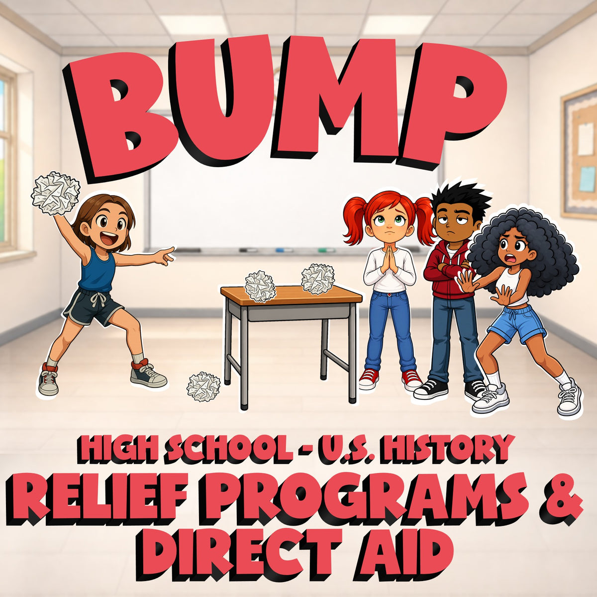 Relief Programs & Direct Aid BUMP U.S. History Game - No Prep Review Activity