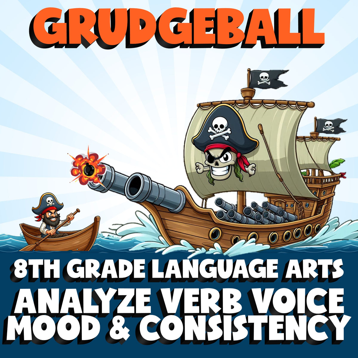 Analyze Verb Voice Mood & Consistency GRUDGEBALL ELA Game - No Prep Grade 8