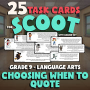 Choosing When to Quote SCOOT TASK CARDS ELA Game - No Prep Grade 9 Review