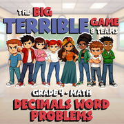 Decimals Word Problems BIG TERRIBLE GAME - No Prep Grade 4 Math Review Activity