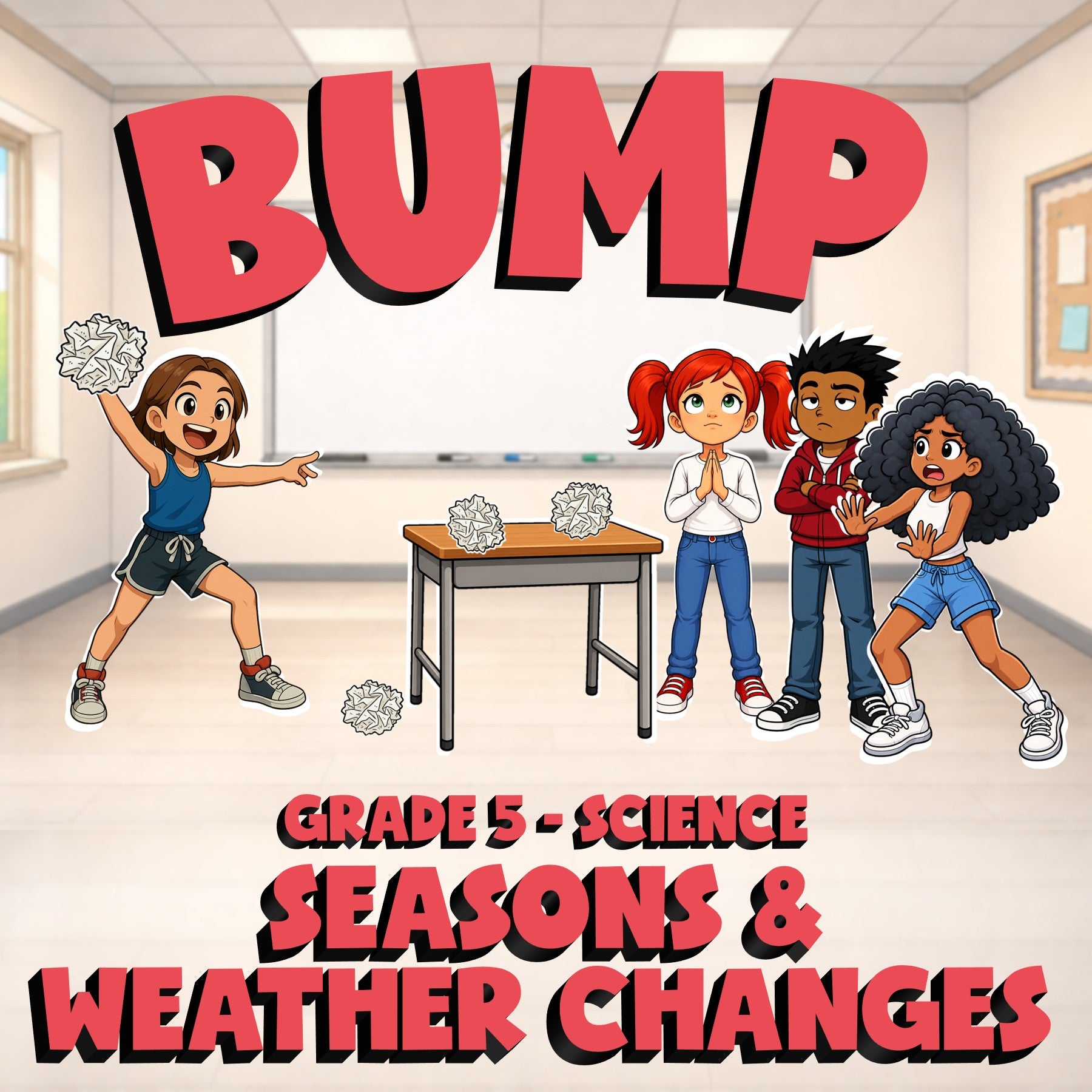 Seasons & Weather Changes BUMP Science Game - No Prep Grade 5 Review Activity