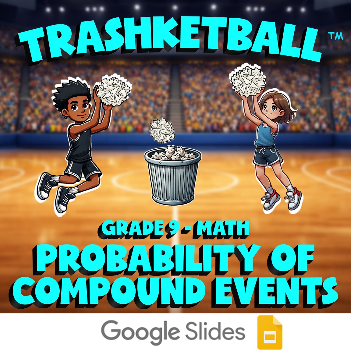 Probability of Compound Events TRASHKETBALL Math Game - No Prep Grade 9 Review