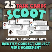 Identify Correct Subject Verb Agreement SCOOT TASK CARDS ELA Game - Grade 6