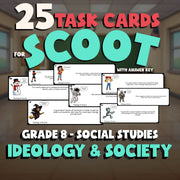 Ideology & Society SCOOT TASK CARDS Socials Game - No Prep Grade 8 Review