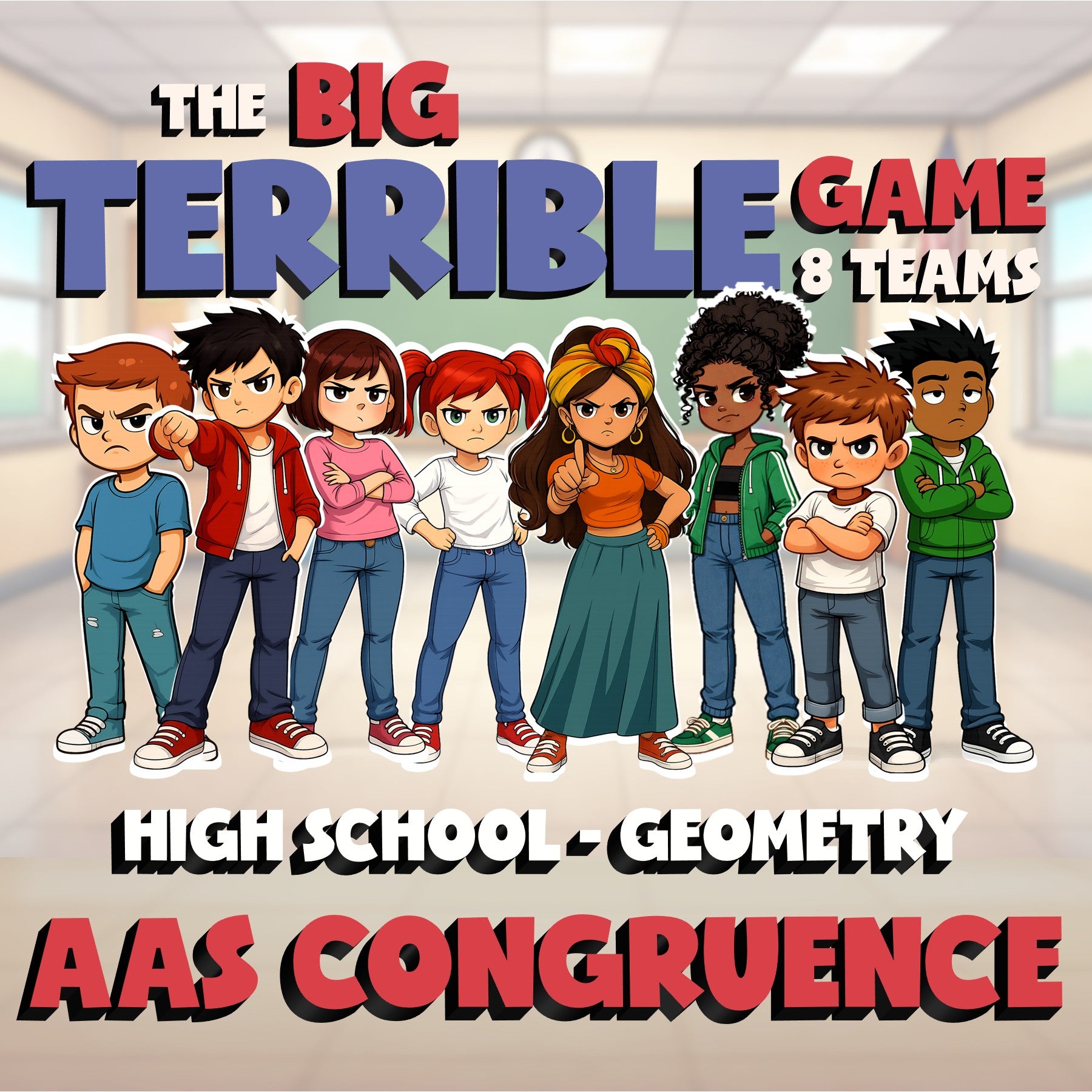 AAS Congruence BIG TERRIBLE GAME - No Prep Geometry Math Review Activity