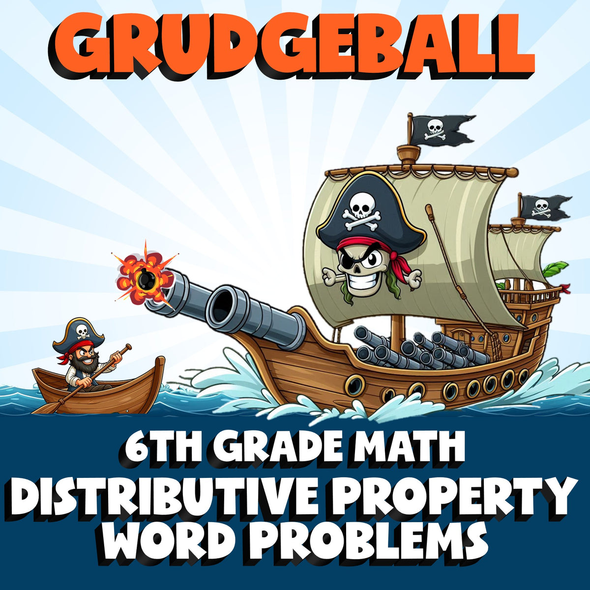 Distributive Property Word Problems GRUDGEBALL Math Game - No Prep Grade 6