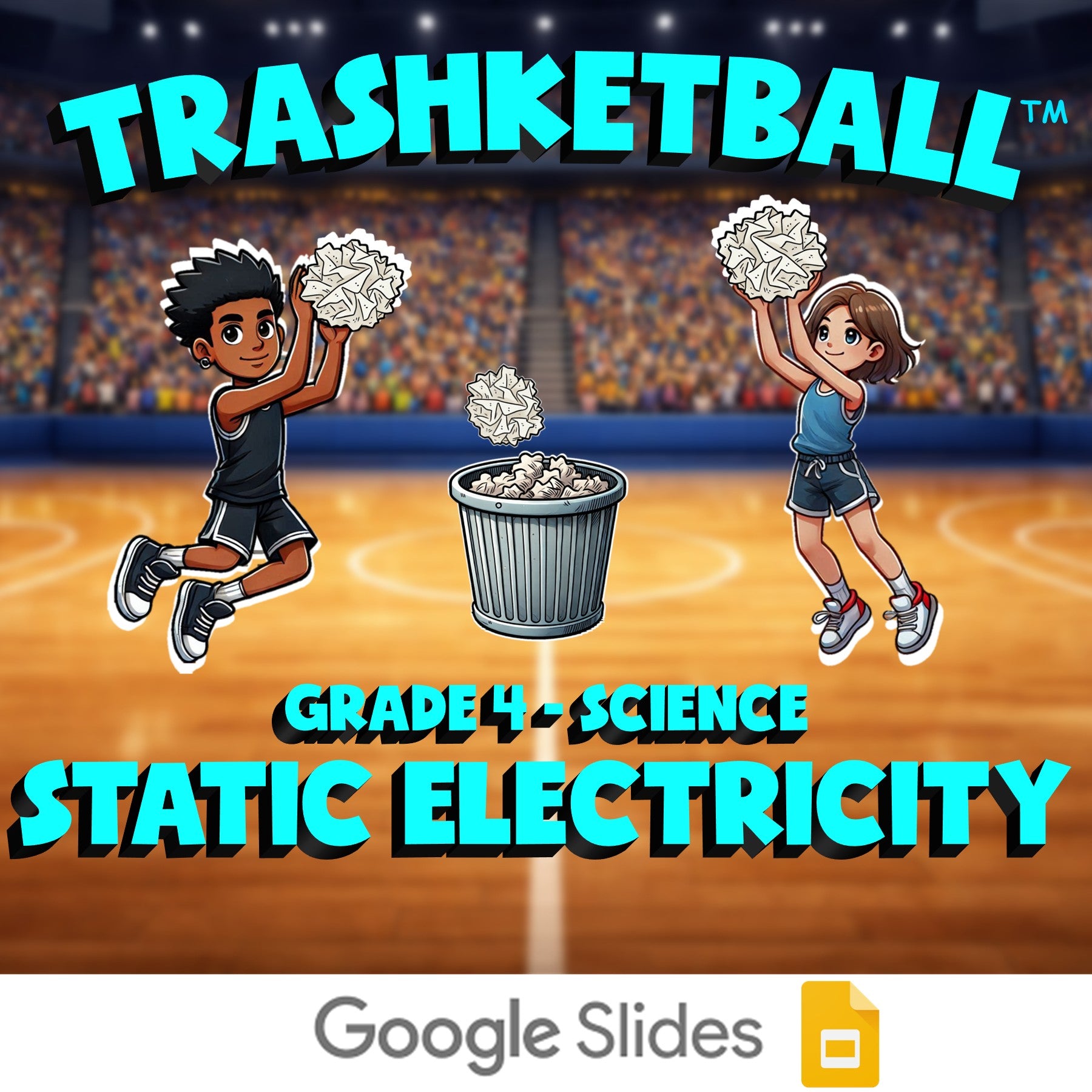 Static Electricity TRASHKETBALL Science Game - No Prep Grade 4 Review Activity