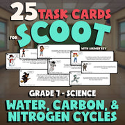 Water, Carbon, & Nitrogen Cycles SCOOT TASK CARDS Science Game - No Prep Grade 7
