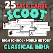 Classical India SCOOT TASK CARDS Game - No Prep World History Review Activity