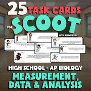 Measurement, Data & Analysis SCOOT TASK CARDS Science Game - No Prep AP Biology