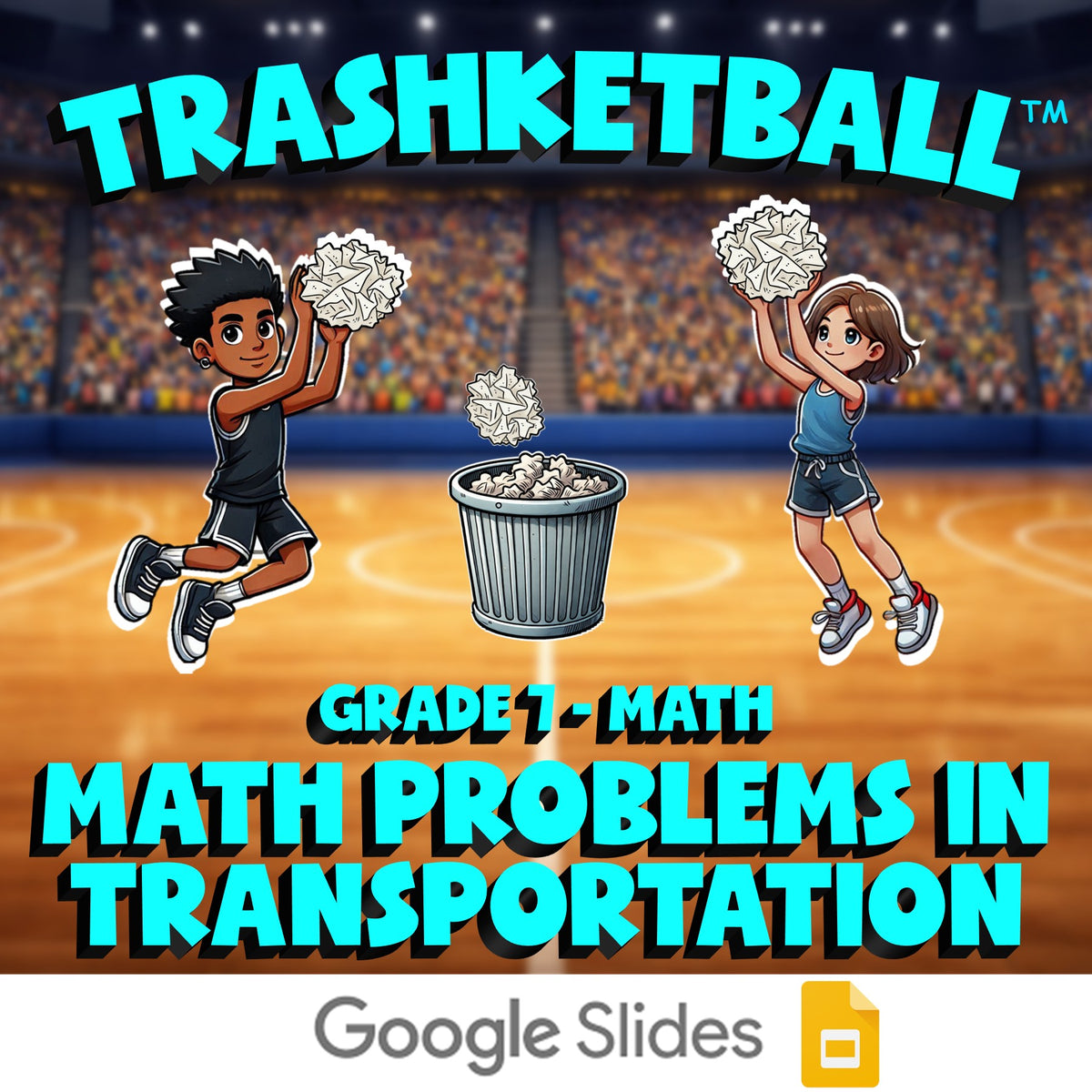 Math Problems in Transportation TRASHKETBALL Math Game - No Prep Grade 7 Review