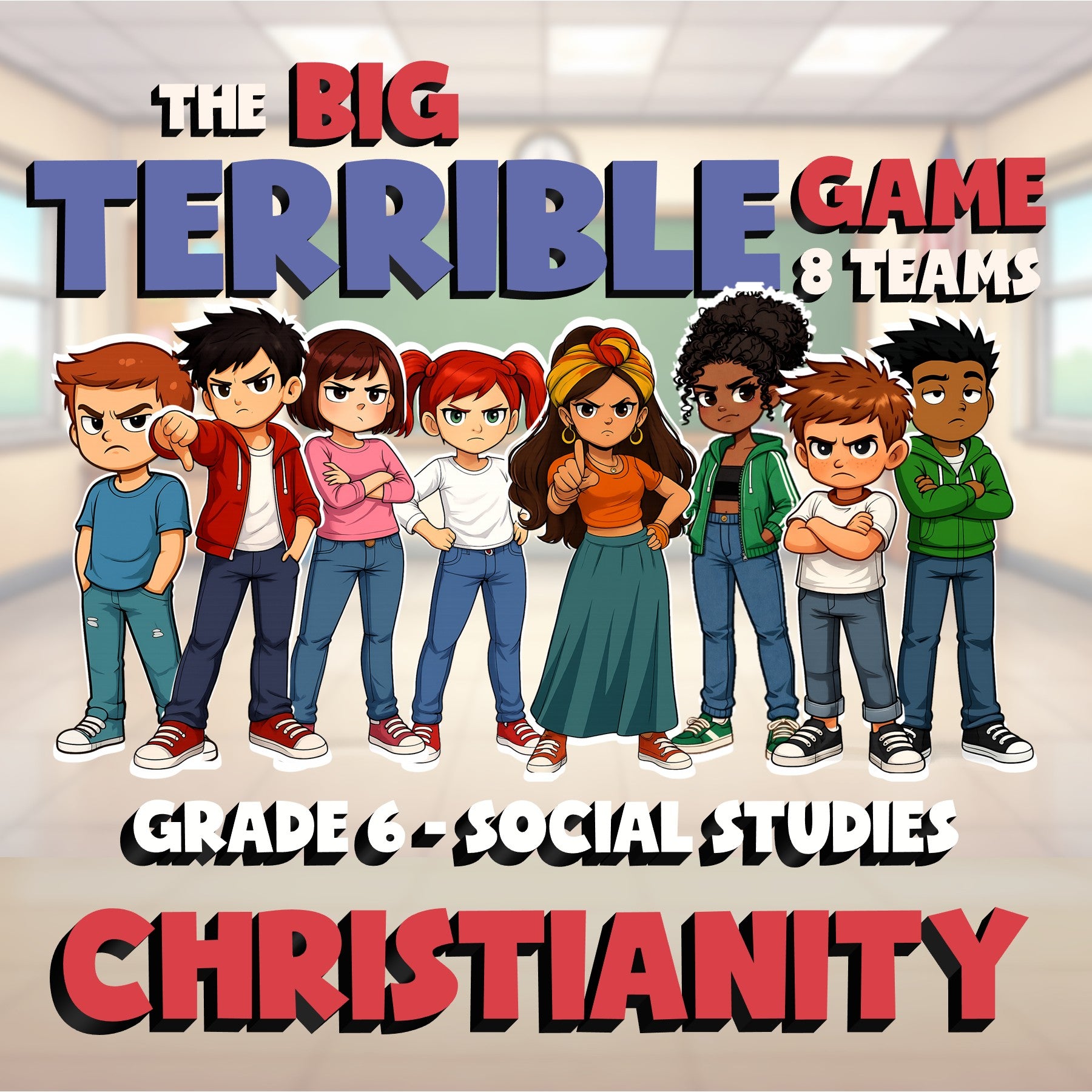 Christianity BIG TERRIBLE GAME - No Prep Grade 6 Socials Review Activity