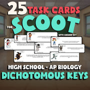 Dichotomous Keys SCOOT TASK CARDS Science Game - No Prep AP Biology Review
