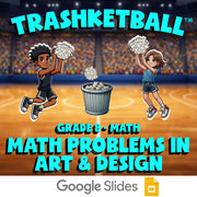 Math Problems in Art & Design TRASHKETBALL Math Game - No Prep Grade 8 Review