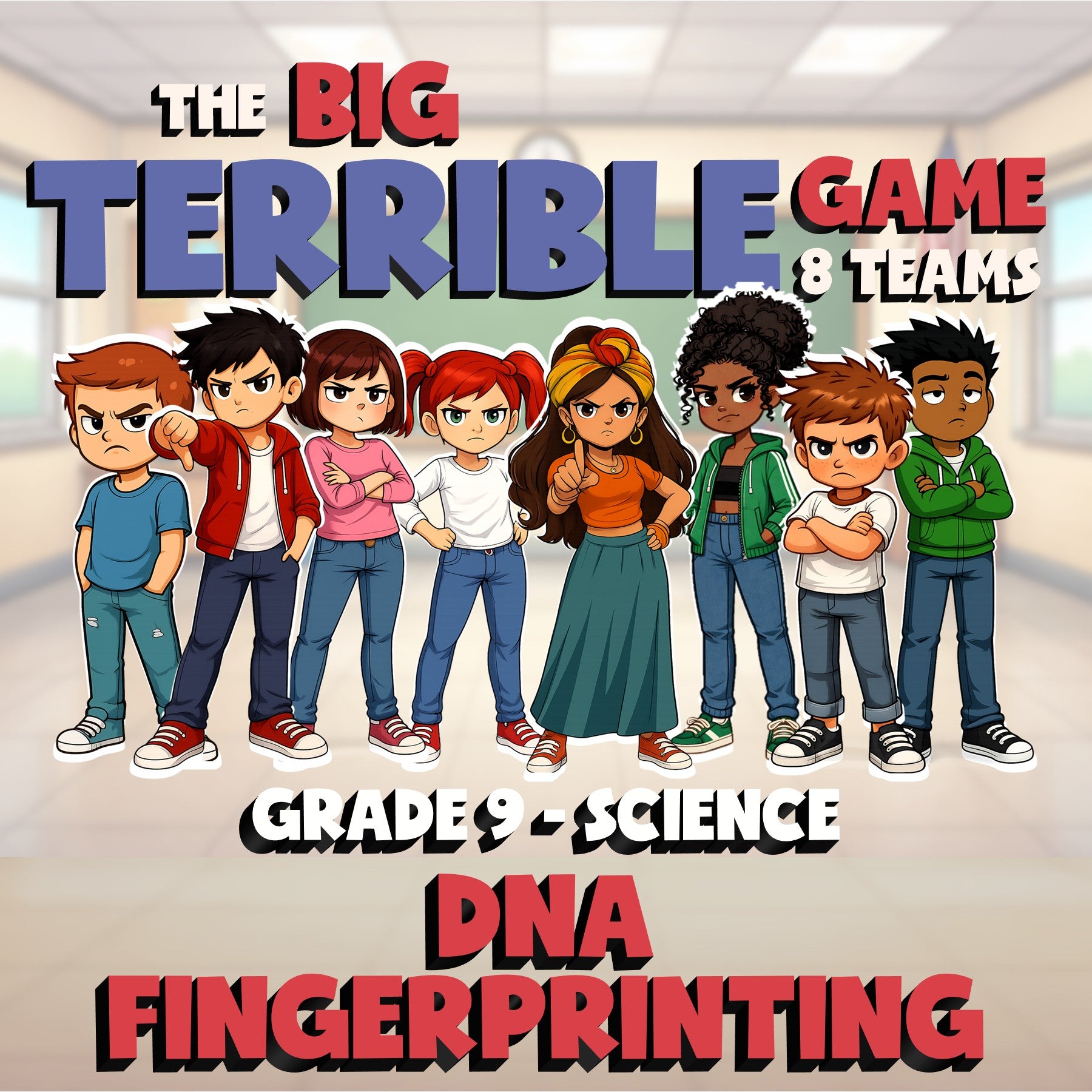 DNA Fingerprinting BIG TERRIBLE GAME - No Prep Grade 9 Science Review Activity