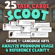 Analyze Pronoun Usage & Reference Clarity SCOOT TASK CARDS ELA Game - Grade 7