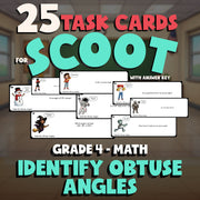 Identify Obtuse Angles SCOOT TASK CARDS Math Game - No Prep Grade 4 Review
