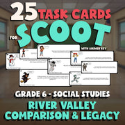 River Valley Comparison & Legacy SCOOT TASK CARDS Socials Game - No Prep Grade 6