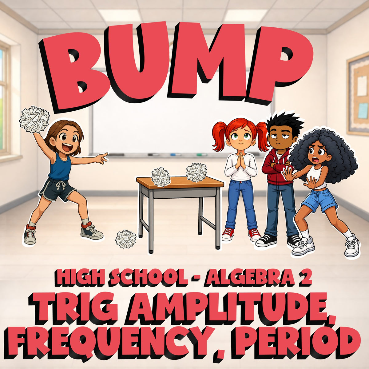Trig Amplitude, Frequency, Period BUMP Math Game - No Prep Algebra 2 Review
