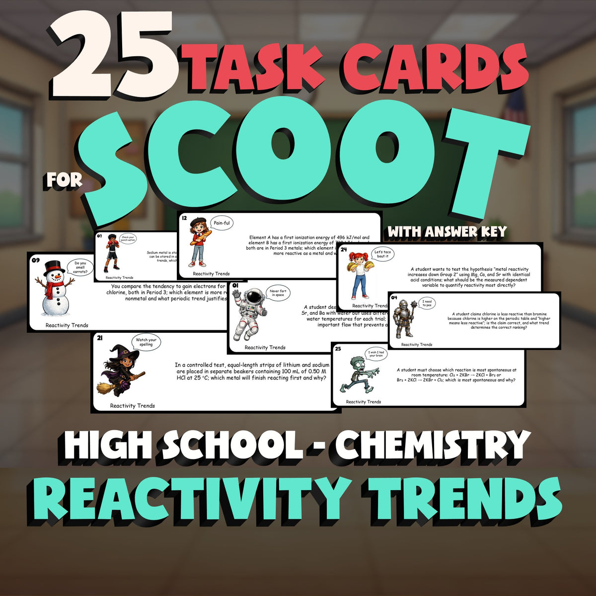 Reactivity Trends SCOOT TASK CARDS Science Game - No Prep Chemistry Review