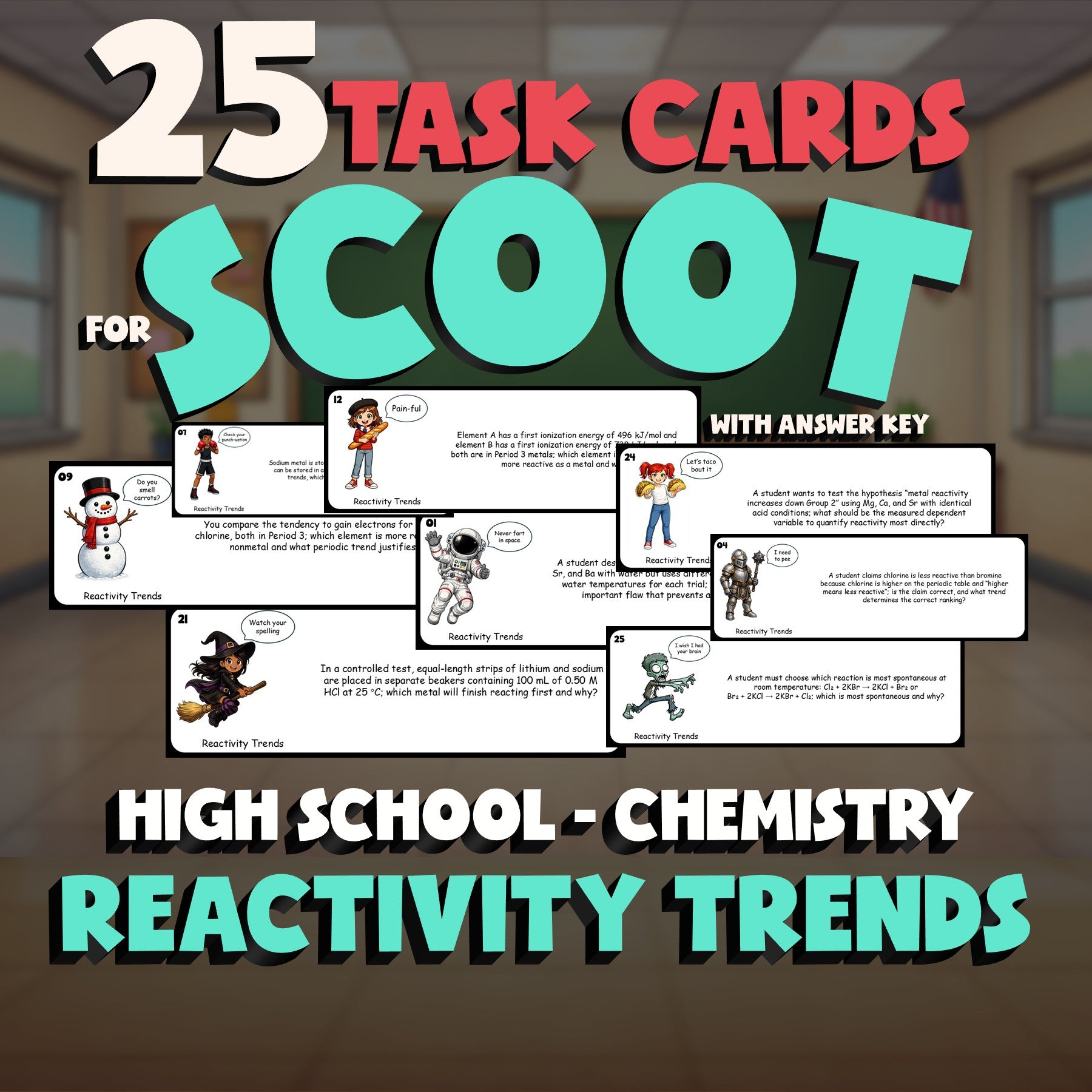 Reactivity Trends SCOOT TASK CARDS Science Game - No Prep Chemistry Review