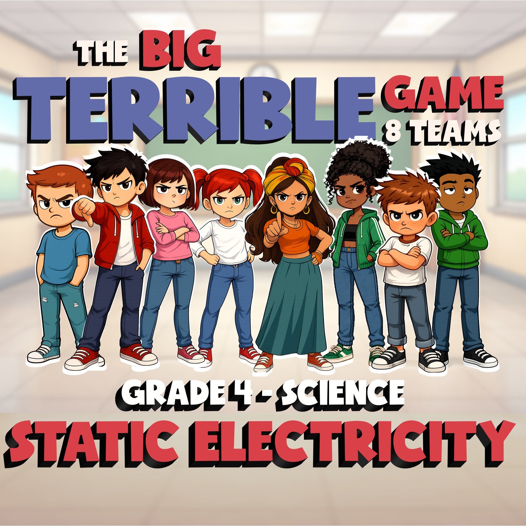 Static Electricity BIG TERRIBLE GAME - No Prep Grade 4 Science Review Activity